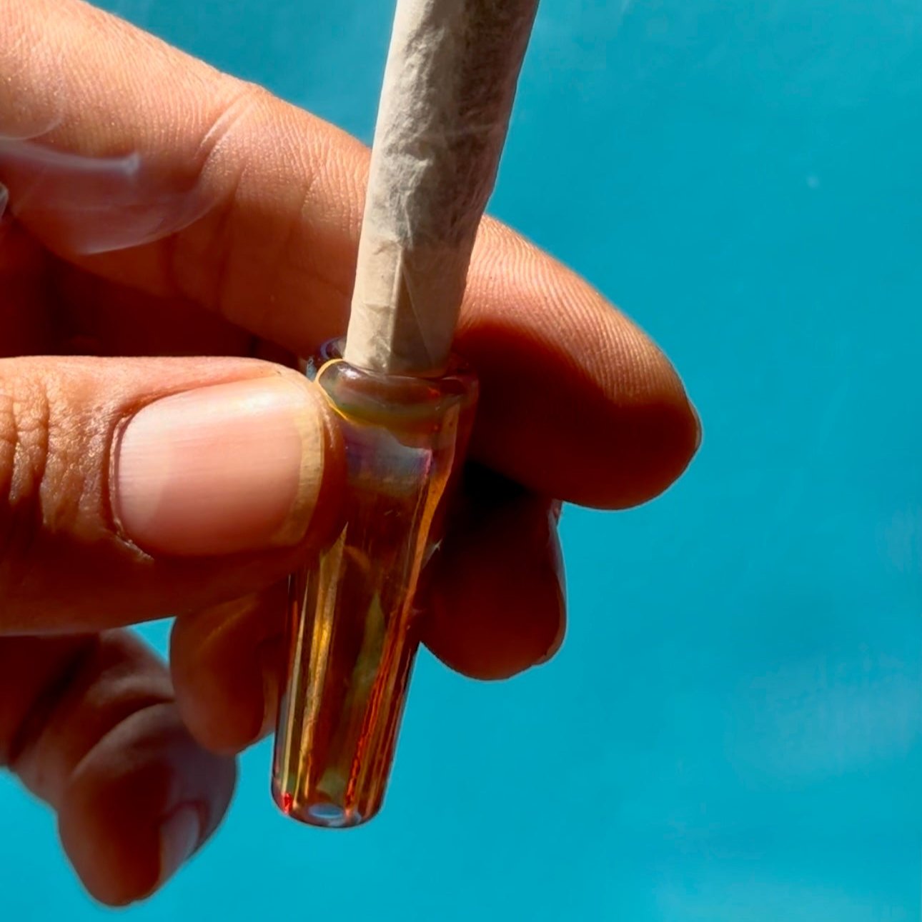 Hand-Blown Fumed Glass Joint Holder